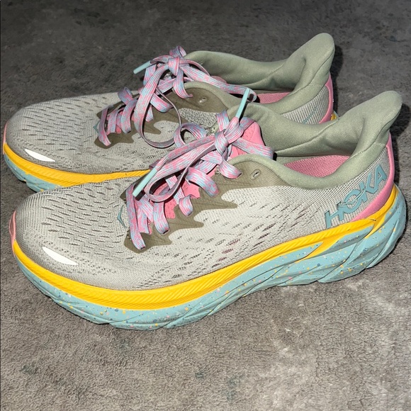 Hoka Shoes - Free people Hoka Athletic Shoes Beige Pink Yellow